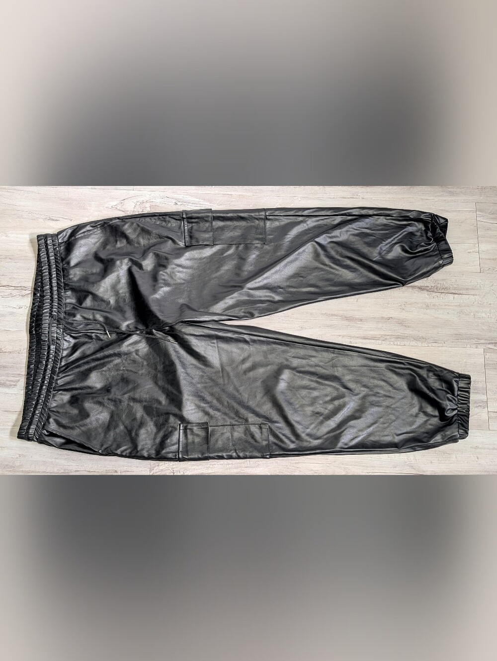 One by Chapter One Black Faux Leather Cargo Pants 1X